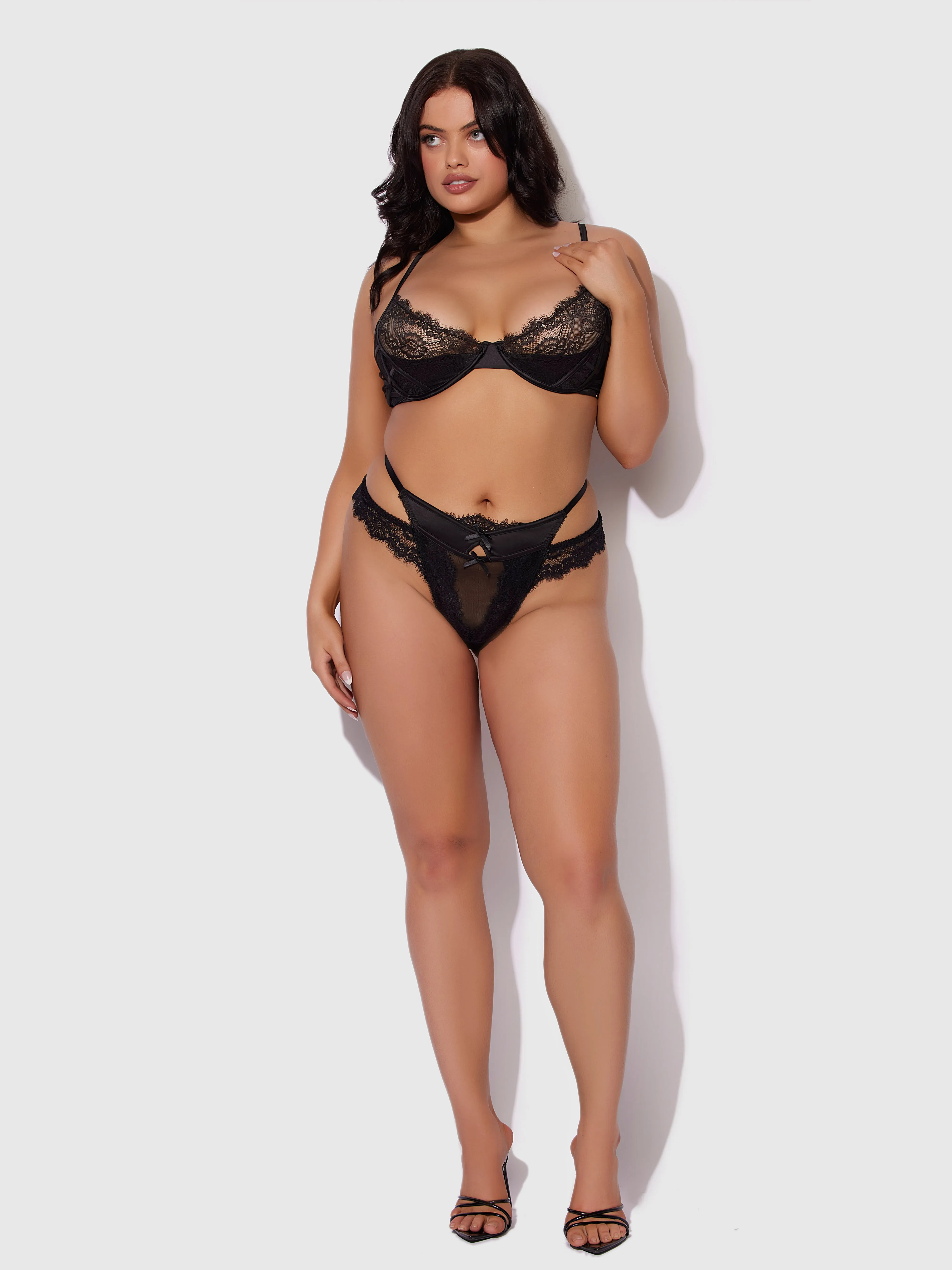 Adelaide Satin & Lace Double Side G-String