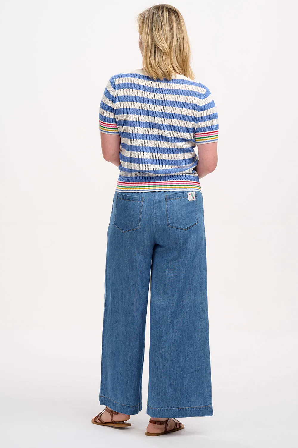 Arden Knit Top - Blue/Off-White. Rainbow Tipping