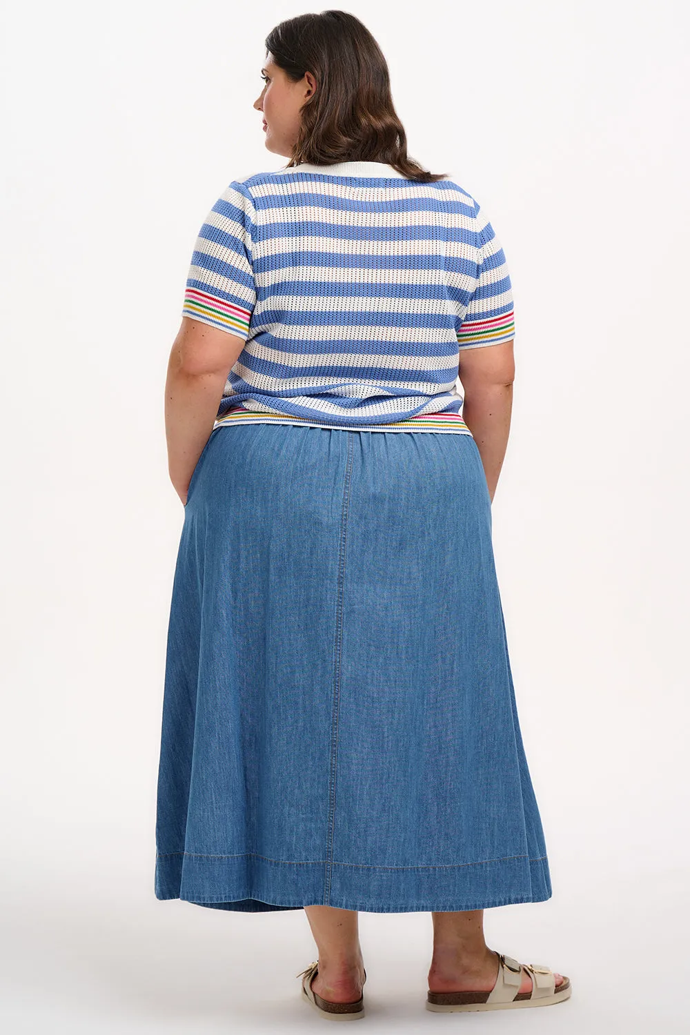 Arden Knit Top - Blue/Off-White. Rainbow Tipping