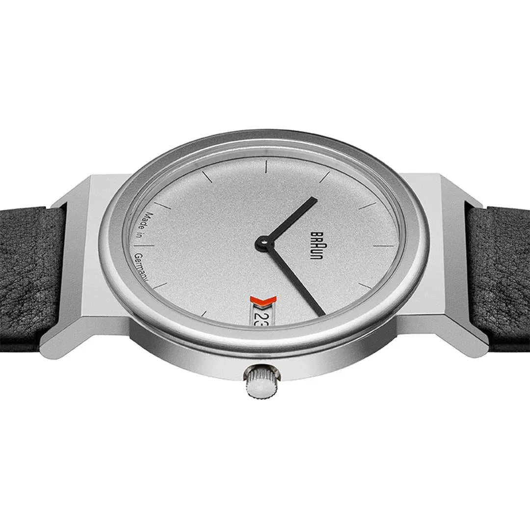 AW50 Braun classic watch -grey dial and black leather strap
