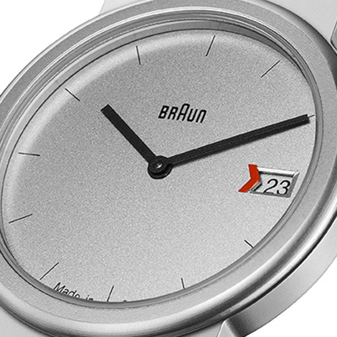 AW50 Braun classic watch -grey dial and black leather strap