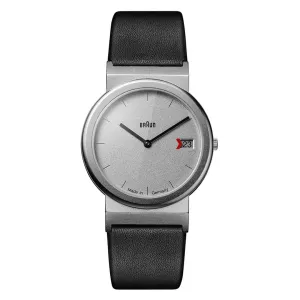 AW50 Braun classic watch -grey dial and black leather strap