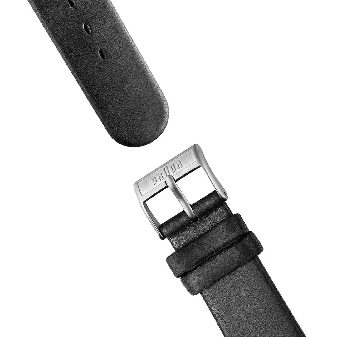 AW50 Braun classic watch -grey dial and black leather strap
