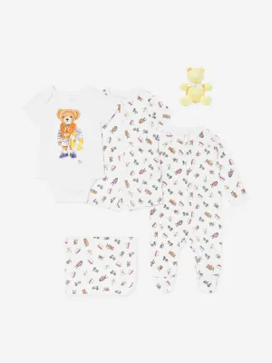 Baby Boys Bear Babygrow 5 Piece Set in White