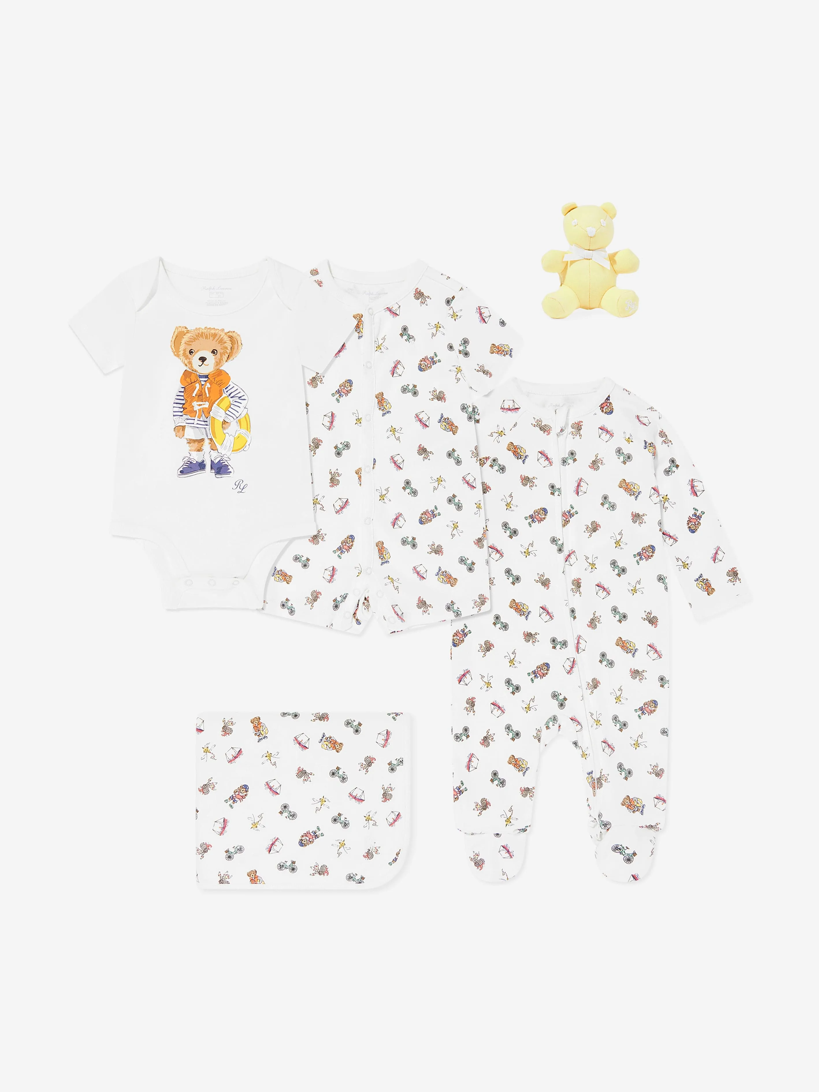 Baby Boys Bear Babygrow 5 Piece Set in White