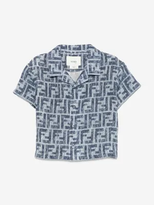 Baby Boys FF Linen Shirt in Blue