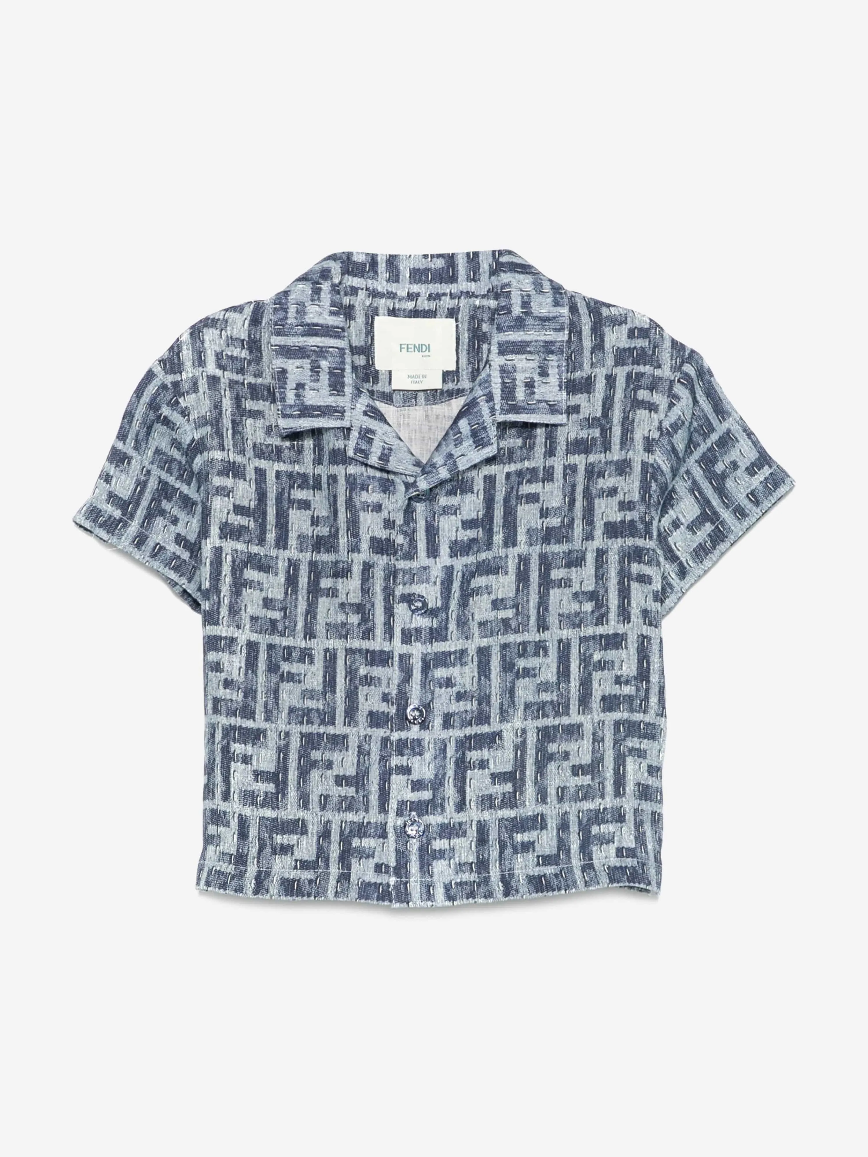 Baby Boys FF Linen Shirt in Blue