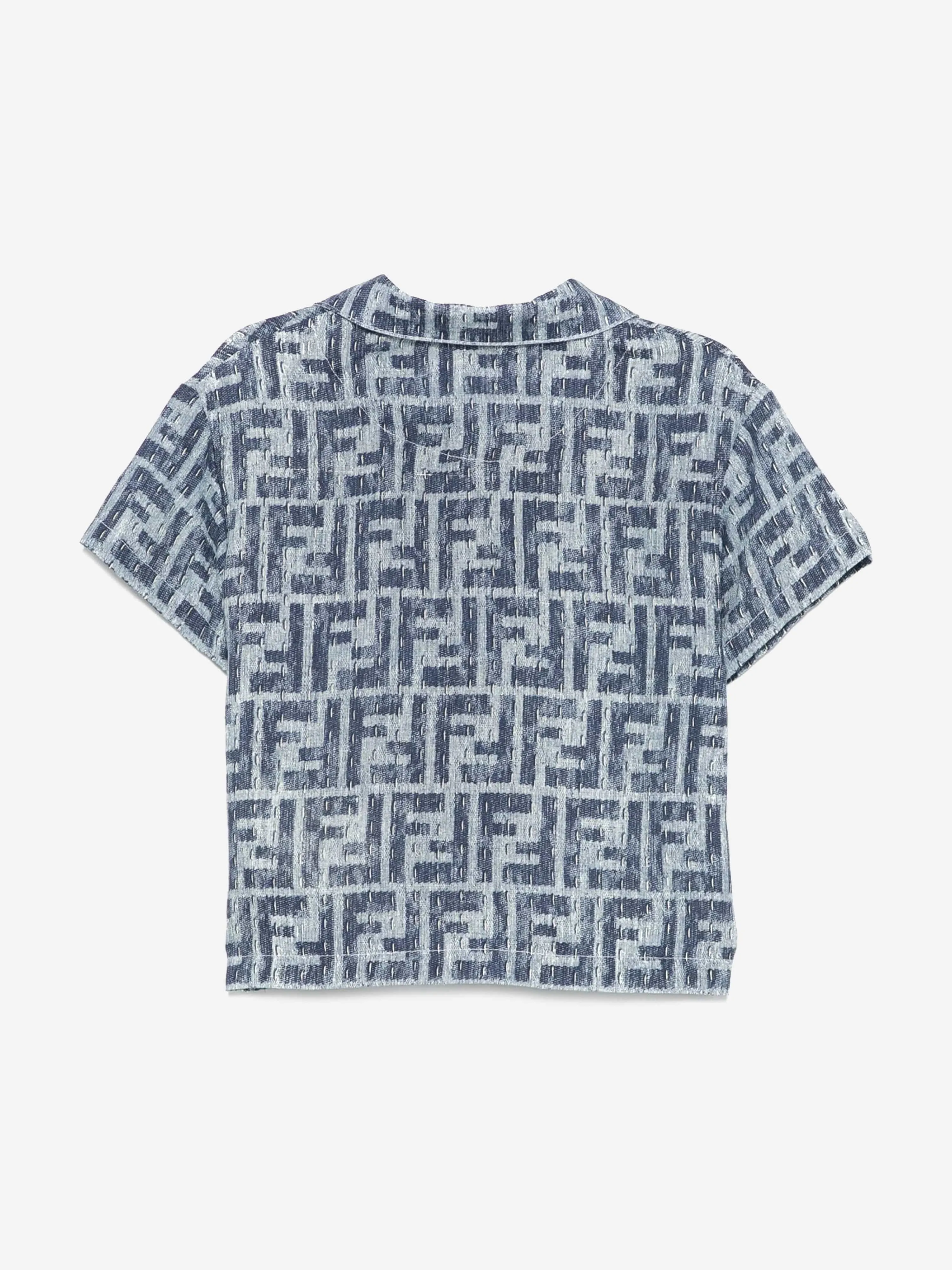 Baby Boys FF Linen Shirt in Blue