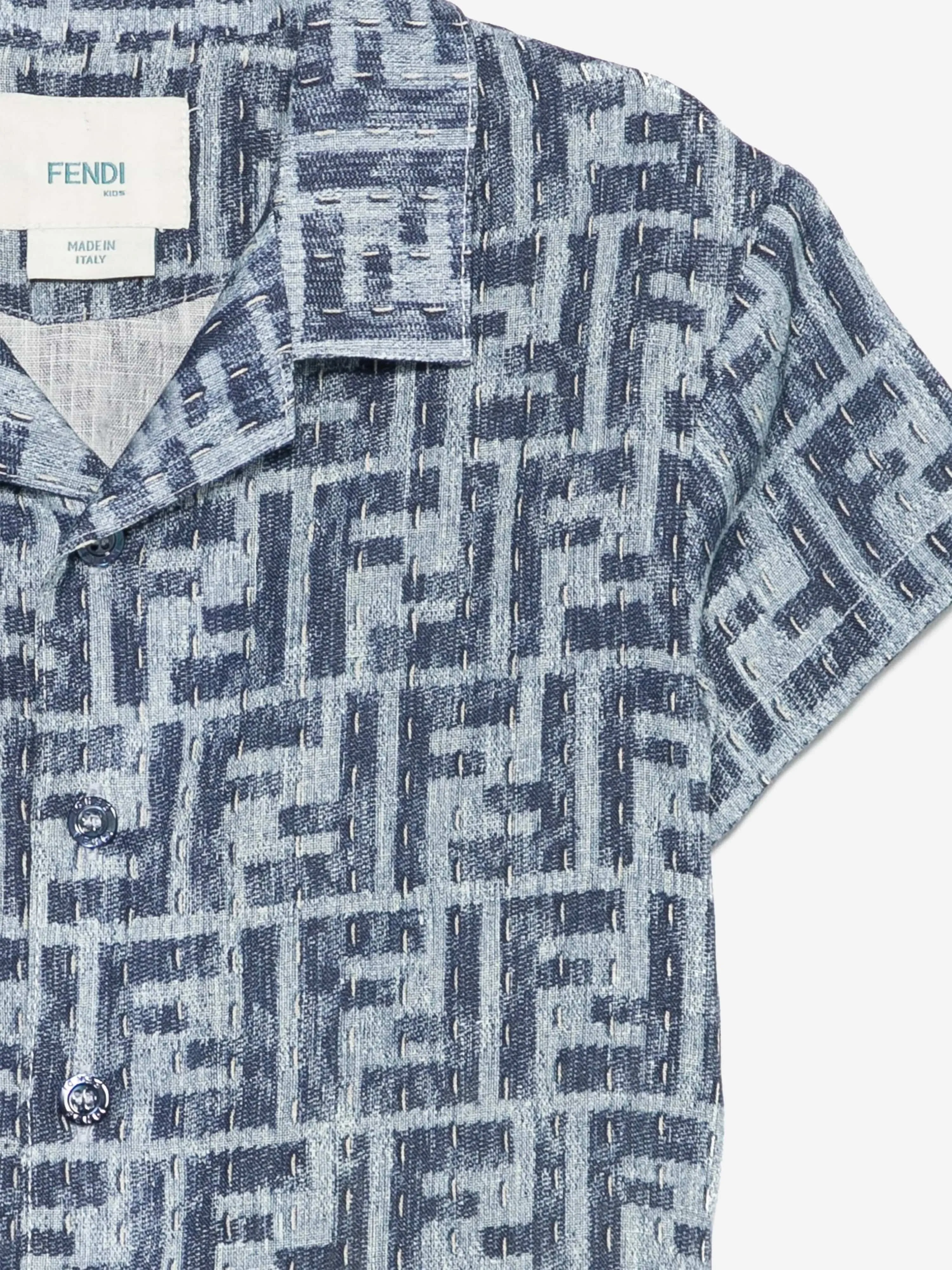 Baby Boys FF Linen Shirt in Blue