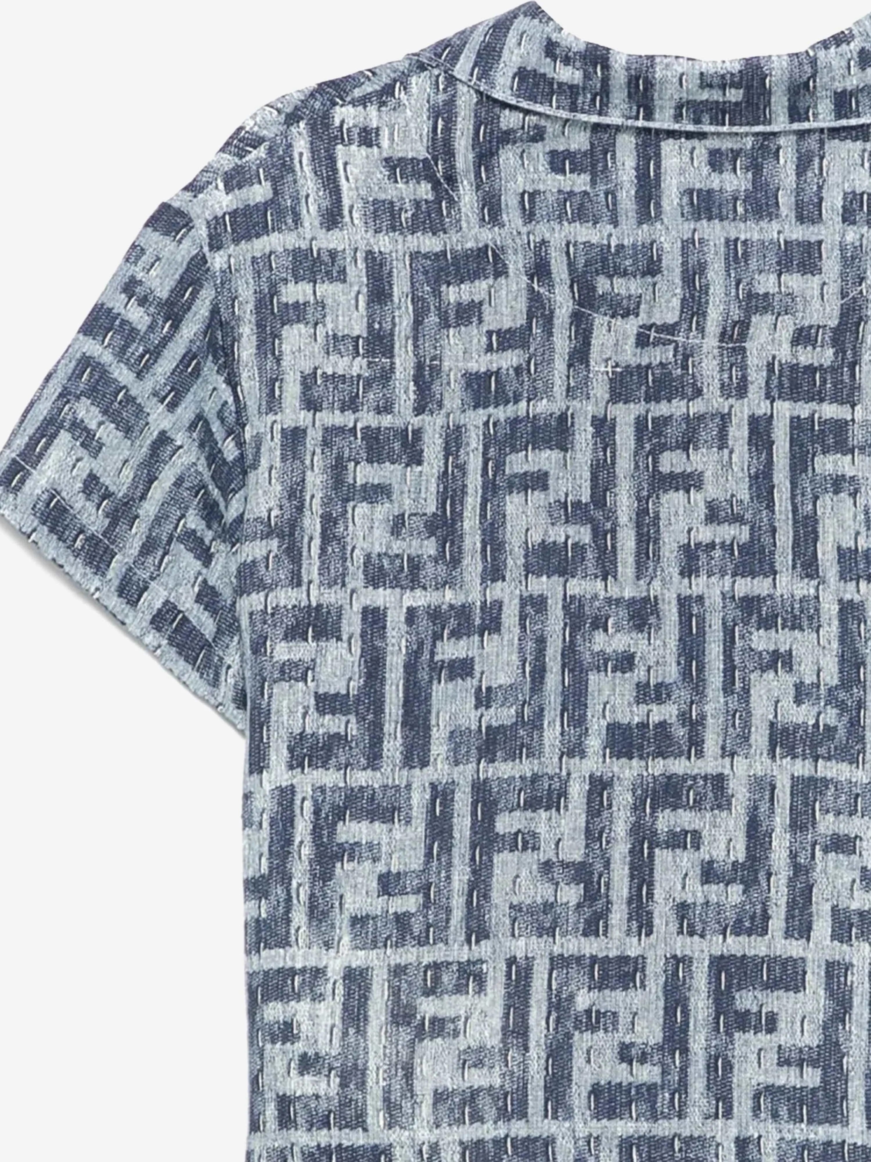 Baby Boys FF Linen Shirt in Blue