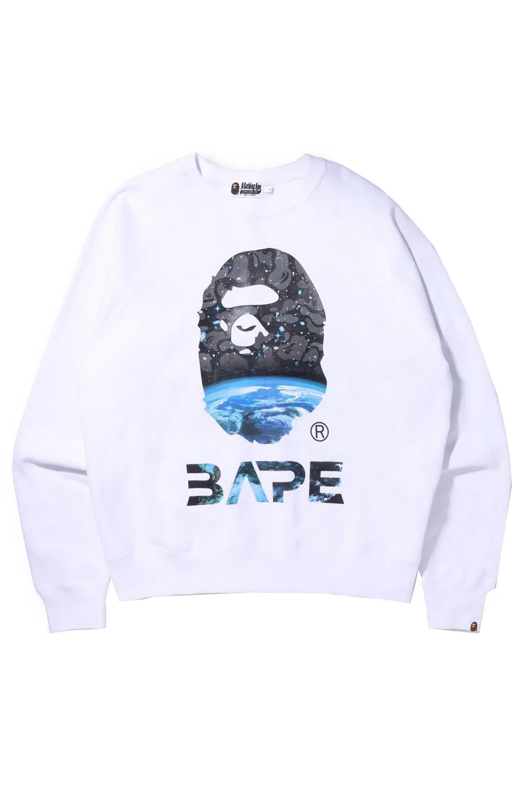 BAPE Space Camo Ape Head Loose Fit Crewneck White
