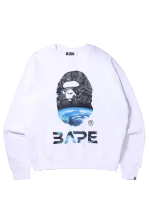 BAPE Space Camo Ape Head Loose Fit Crewneck White
