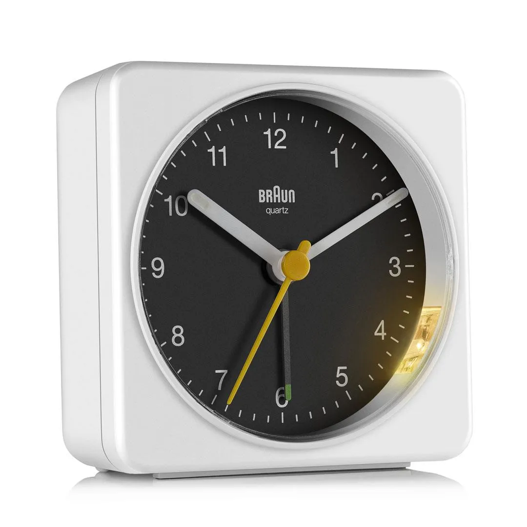 BC03 Braun classic analogue alarm clock  - white & black