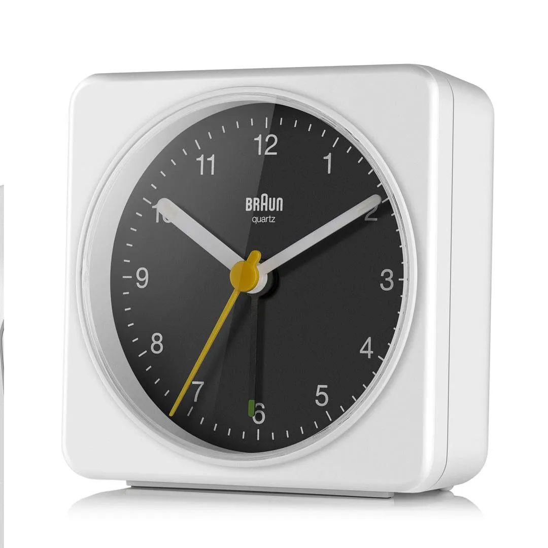 BC03 Braun classic analogue alarm clock  - white & black