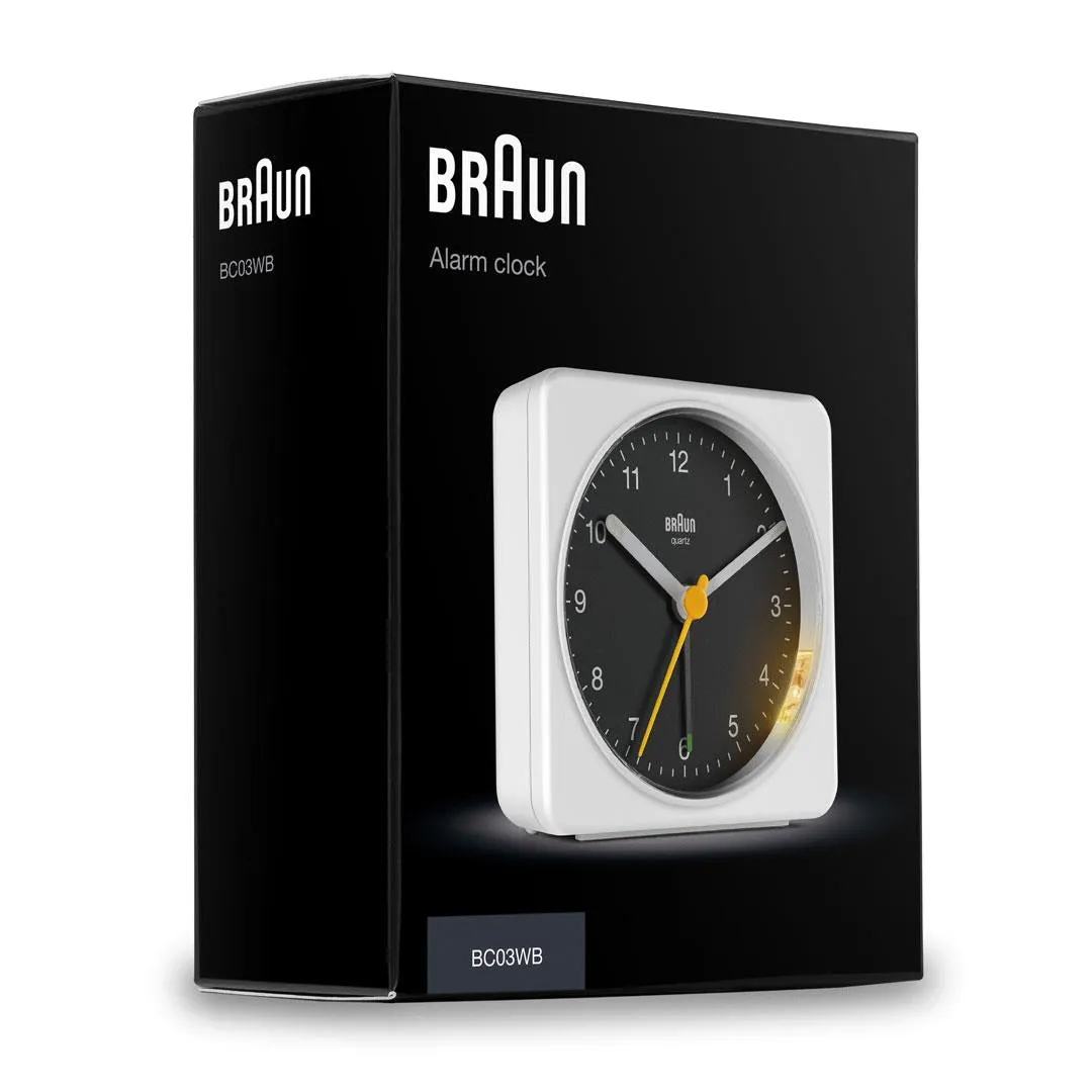 BC03 Braun classic analogue alarm clock  - white & black