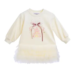 Beige Ruffle Ribbon Dress