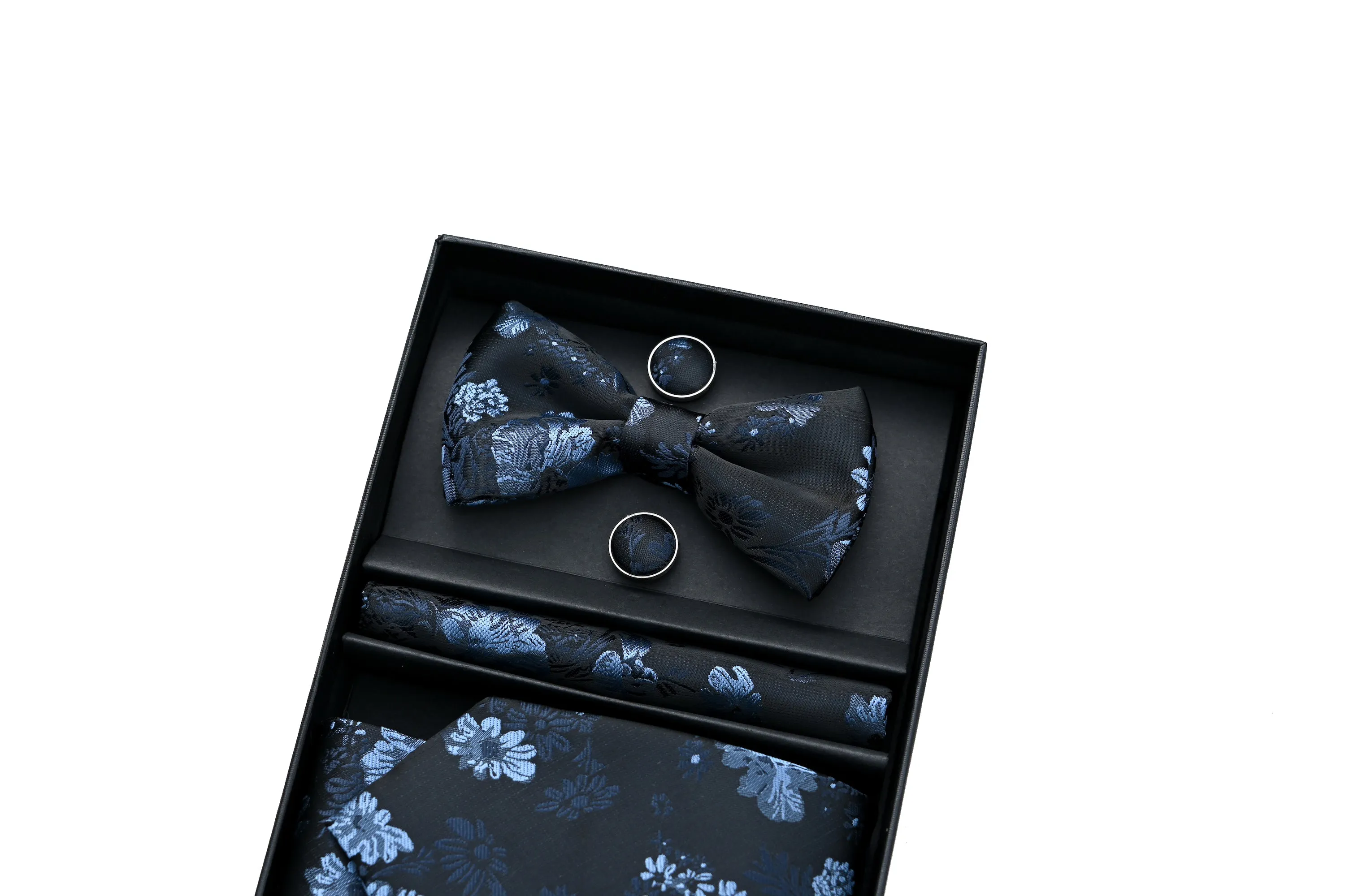 Blue Floral Tie Set
