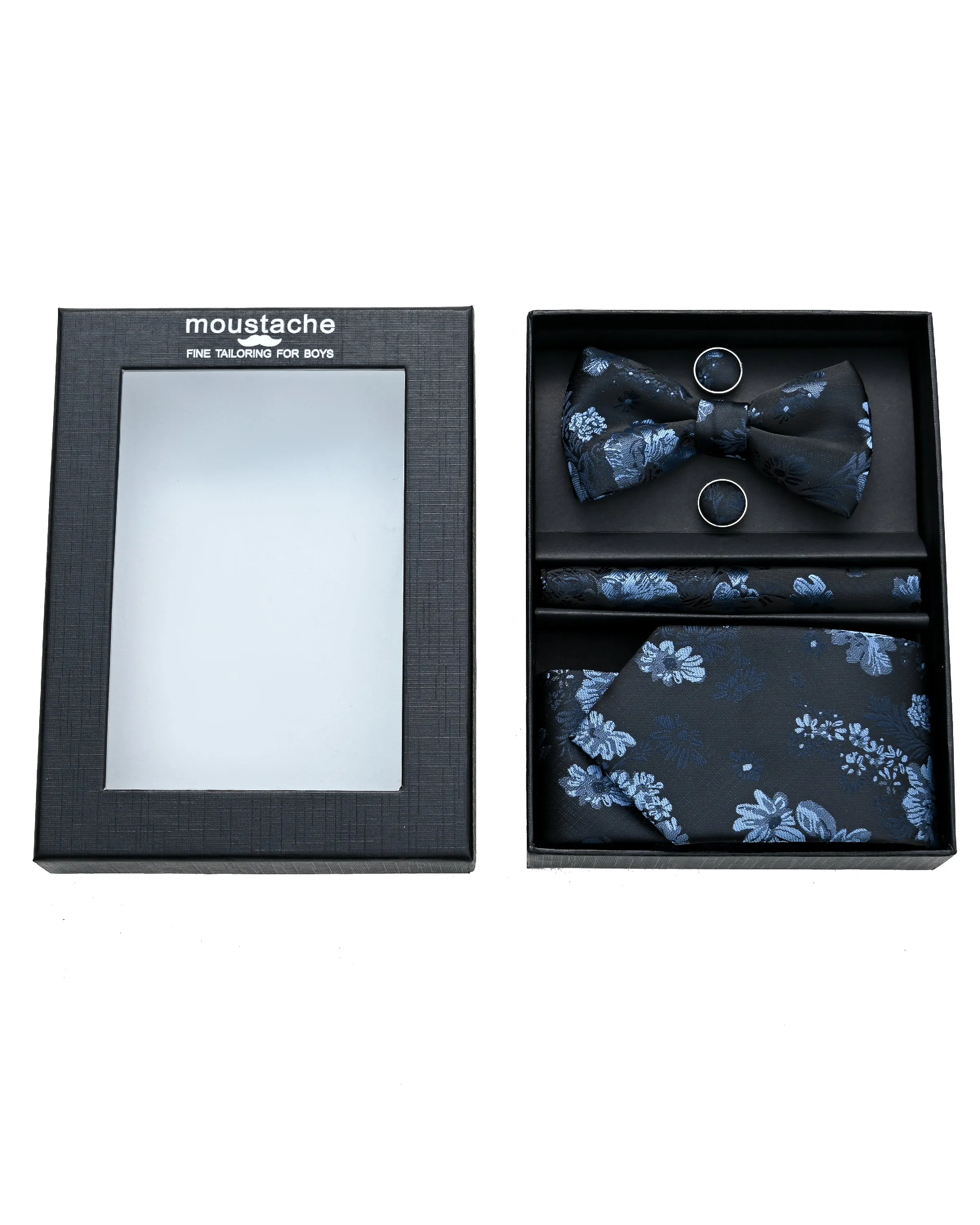 Blue Floral Tie Set