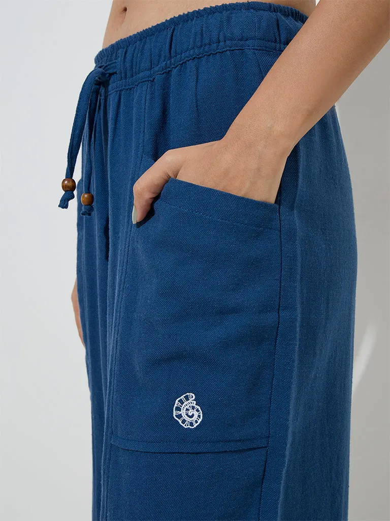 Bombay Paisley Indigo Cotton-Blend Pants