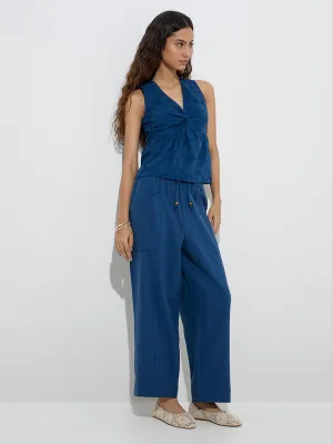 Bombay Paisley Indigo Cotton-Blend Pants