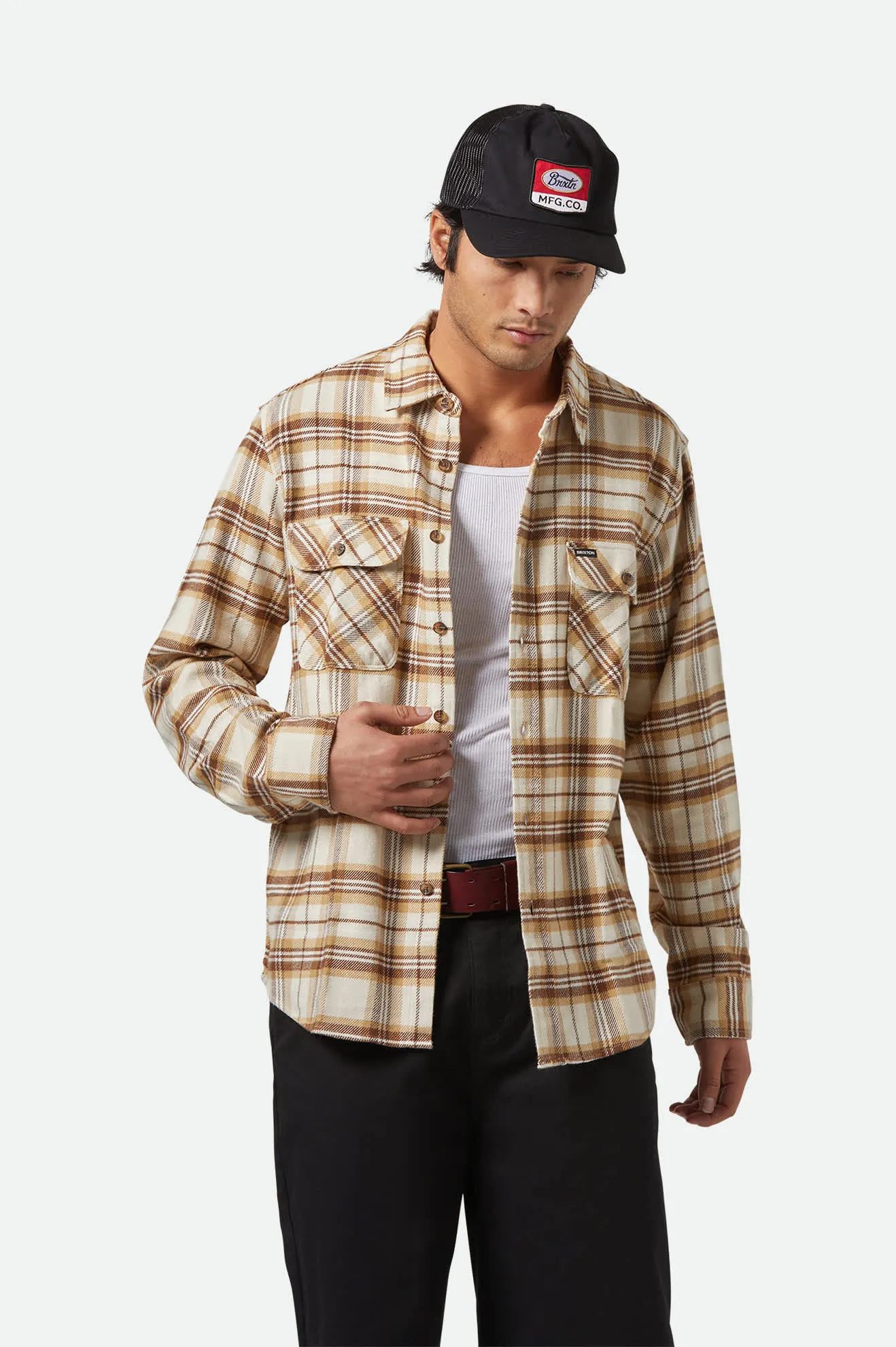 Bowery L/S Flannel - Whitecap/Sand/Pinecone Brown