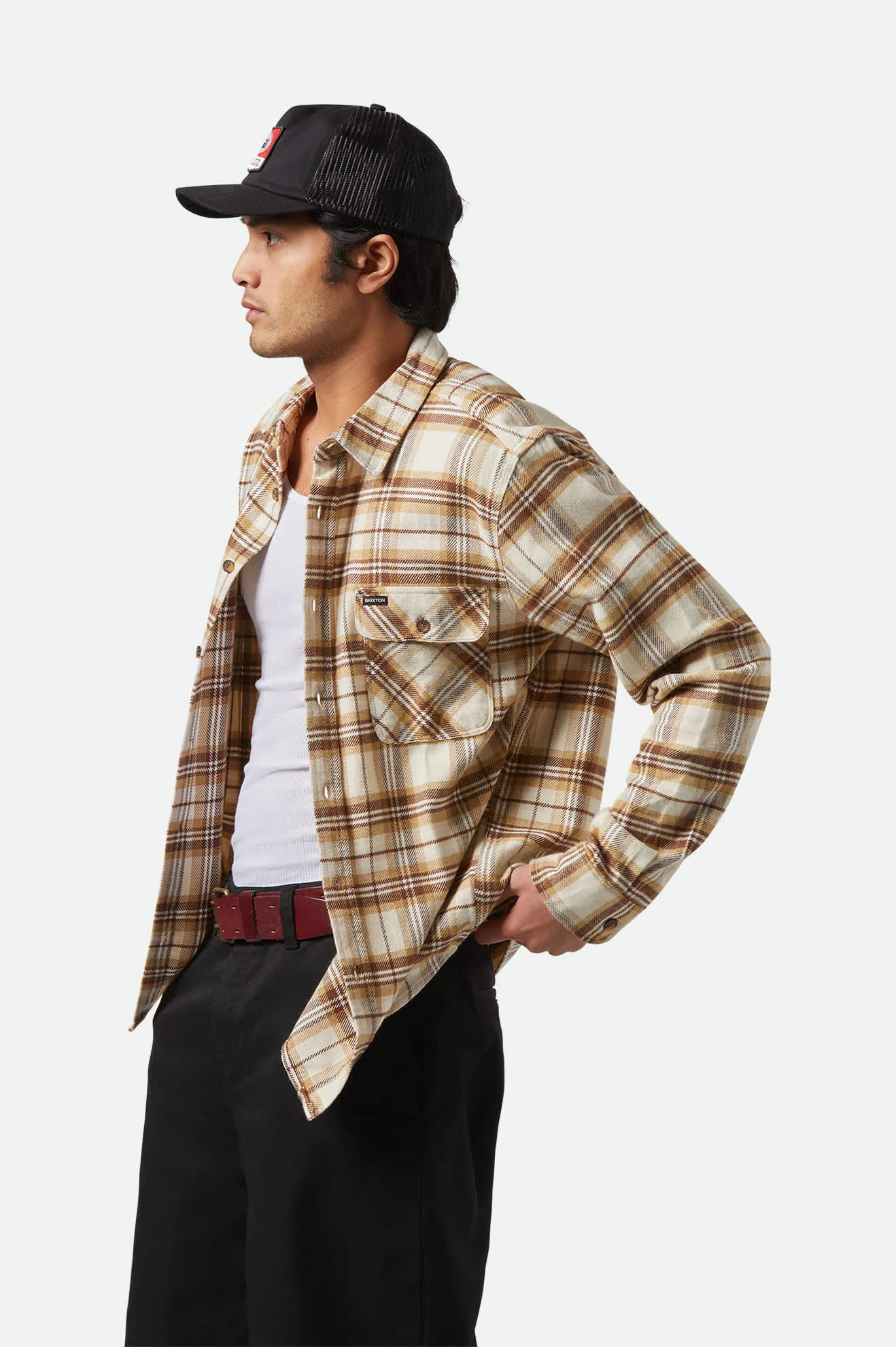 Bowery L/S Flannel - Whitecap/Sand/Pinecone Brown