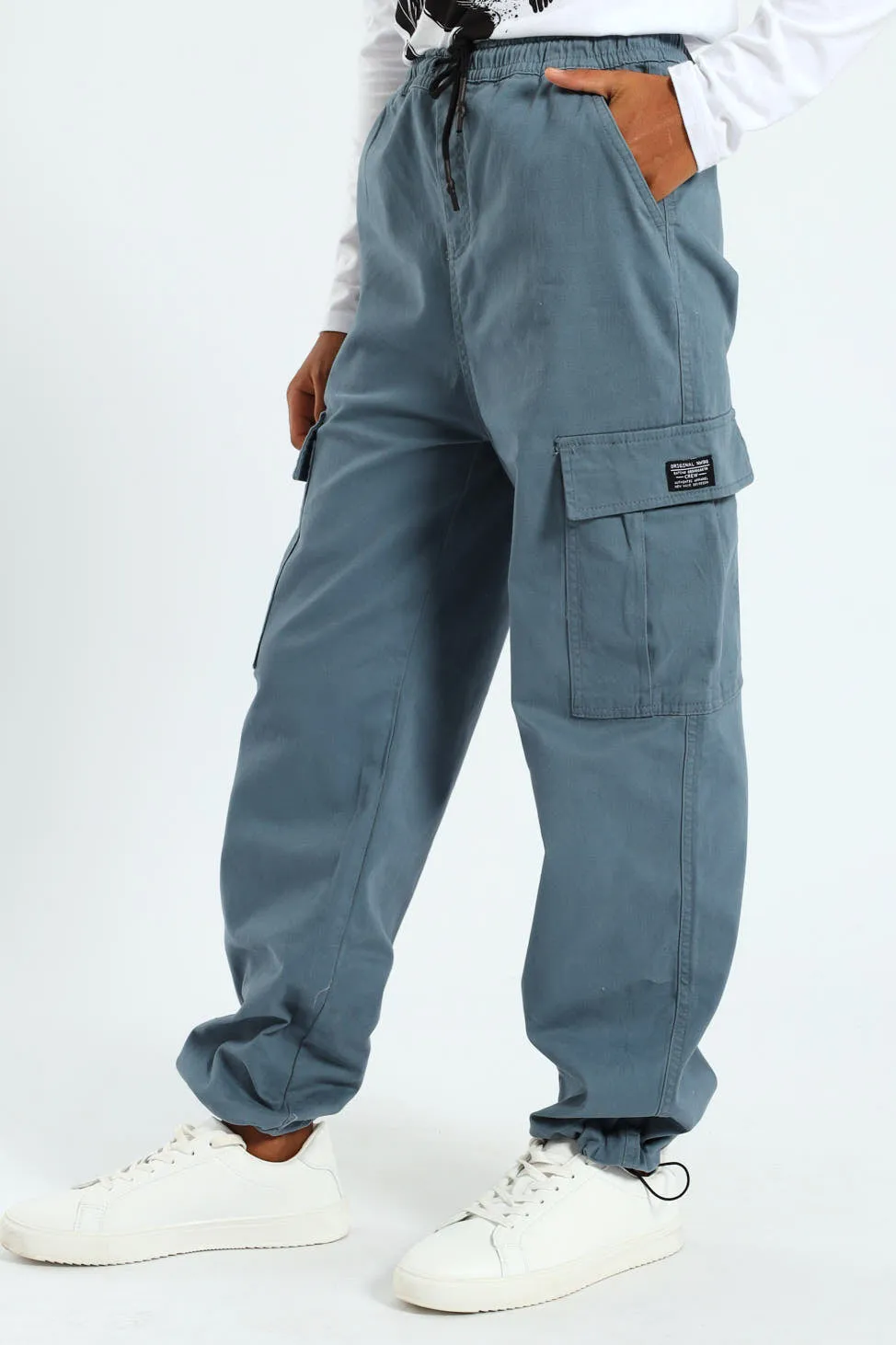 Boys Baggy Cargo Toggle Pants - Blue
