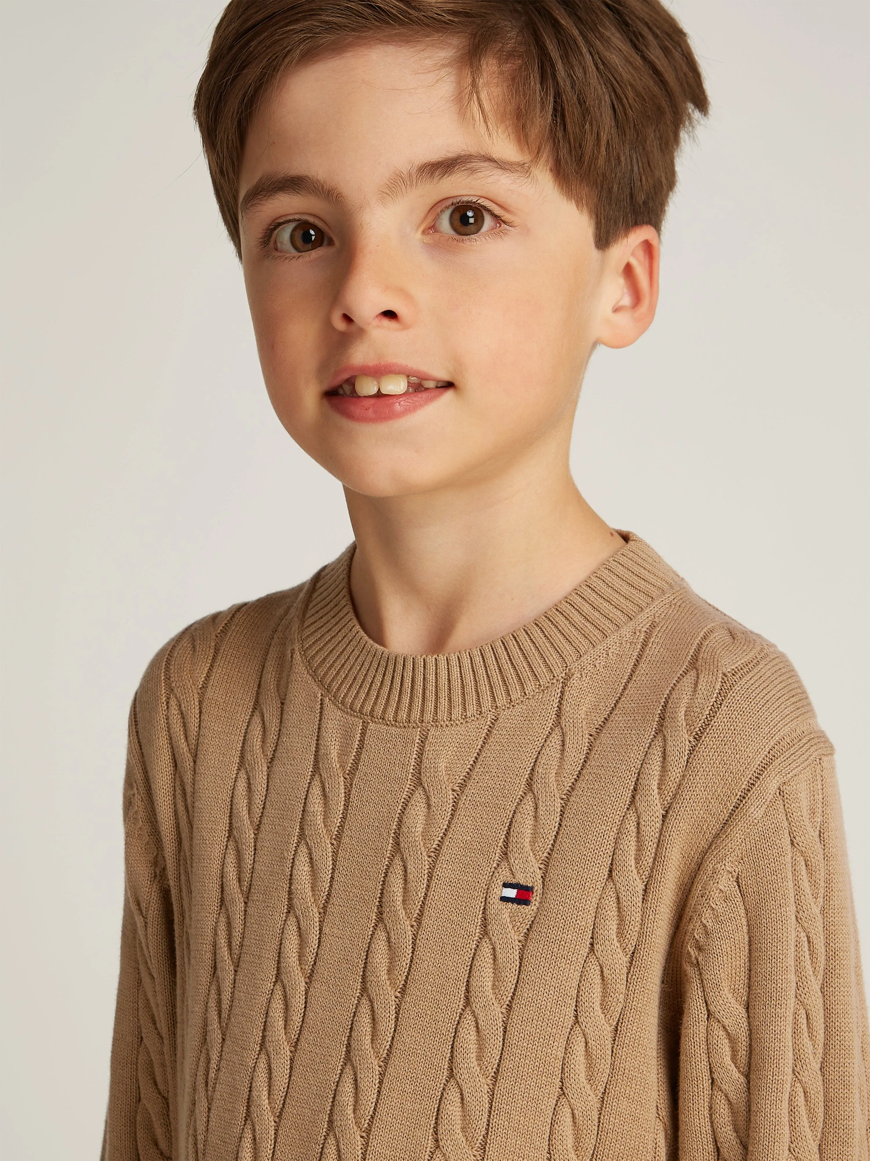 Boys Cable Knit Jumper in Brown