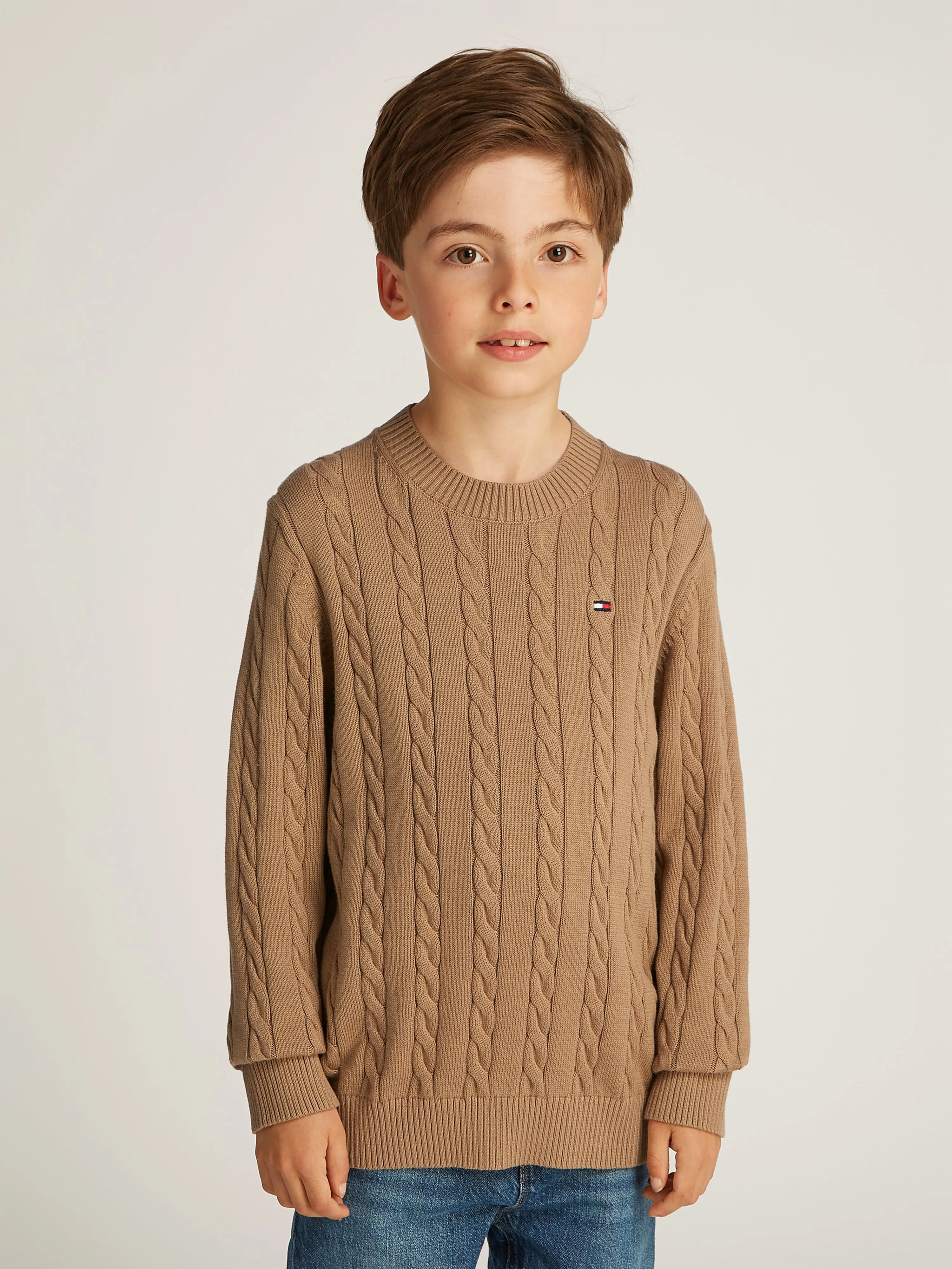 Boys Cable Knit Jumper in Brown