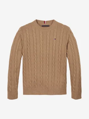 Boys Cable Knit Jumper in Brown