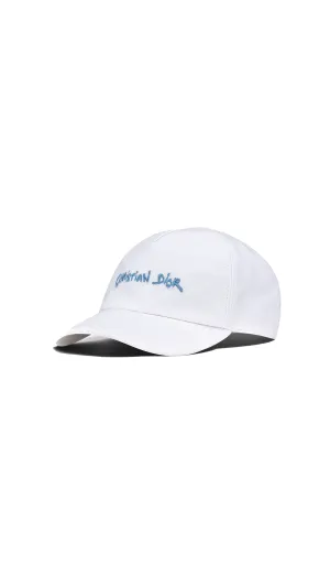 Cap with Christian Dior Tag Signature - White