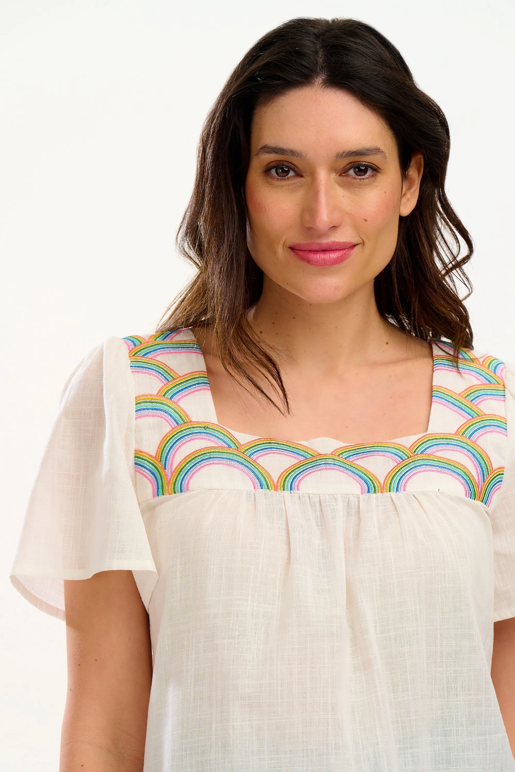 Carmen Top - Off White. Rainbow Arches