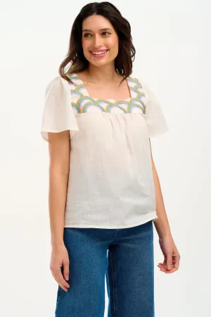 Carmen Top - Off White. Rainbow Arches