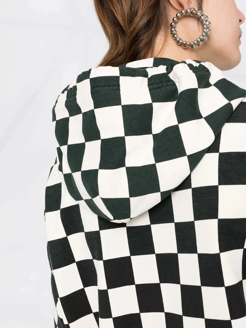 CHECKERBOARD-PRINT HOODIE