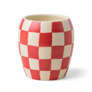 Checkmate 11 Oz Red Checkered Porcelain Vessel - Rose   Santal