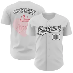 Custom White Black-Light Pink 3D Love Heart Valentine's Day Authentic Baseball Jersey