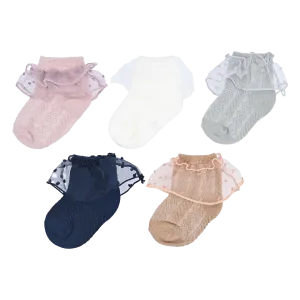 Dotted Tulle Trim Socks Set