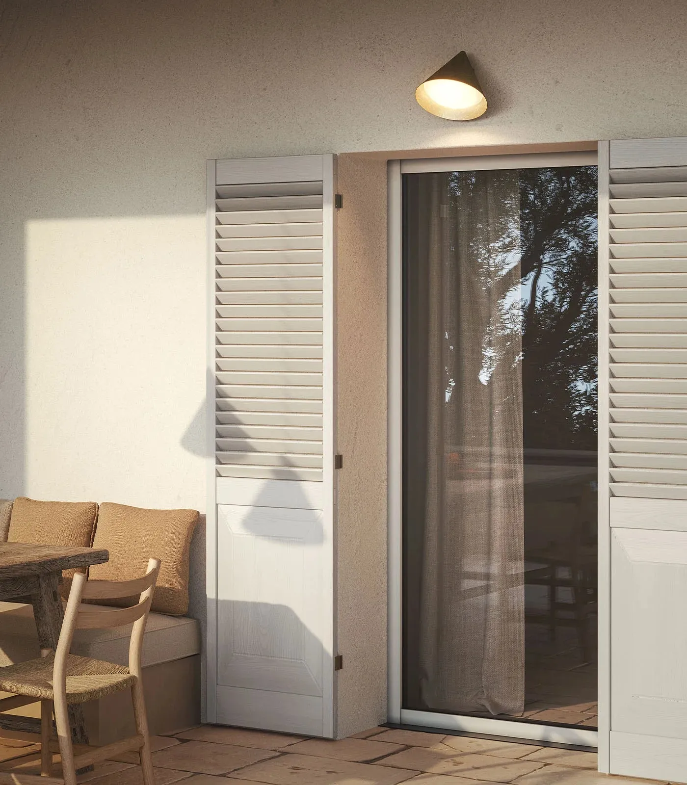 Exterior Brass Cone Flush Wall Light