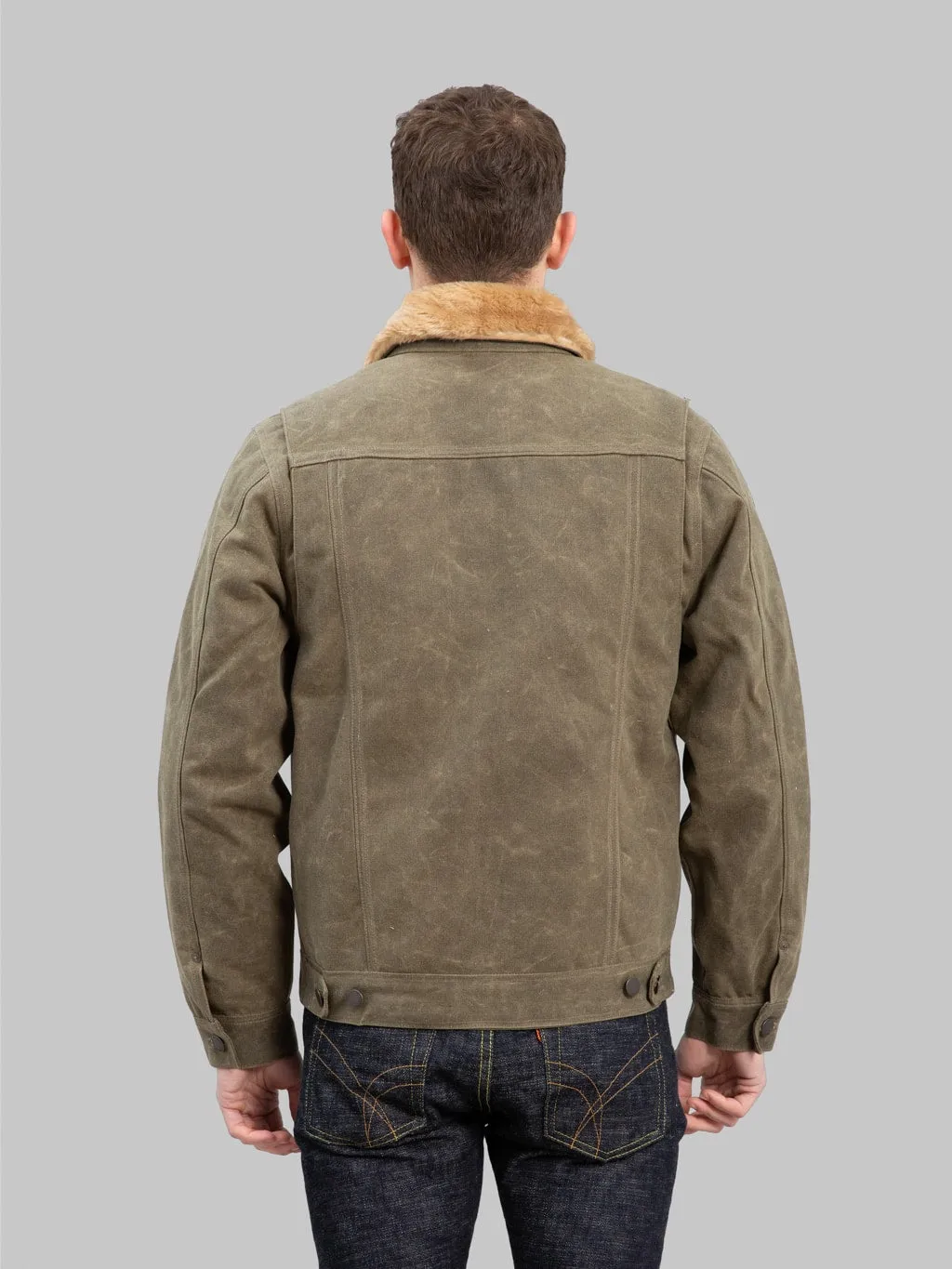 Freenote Cloth RJ-2 Waxed Canvas 20oz Shearling Jacket Tobacco