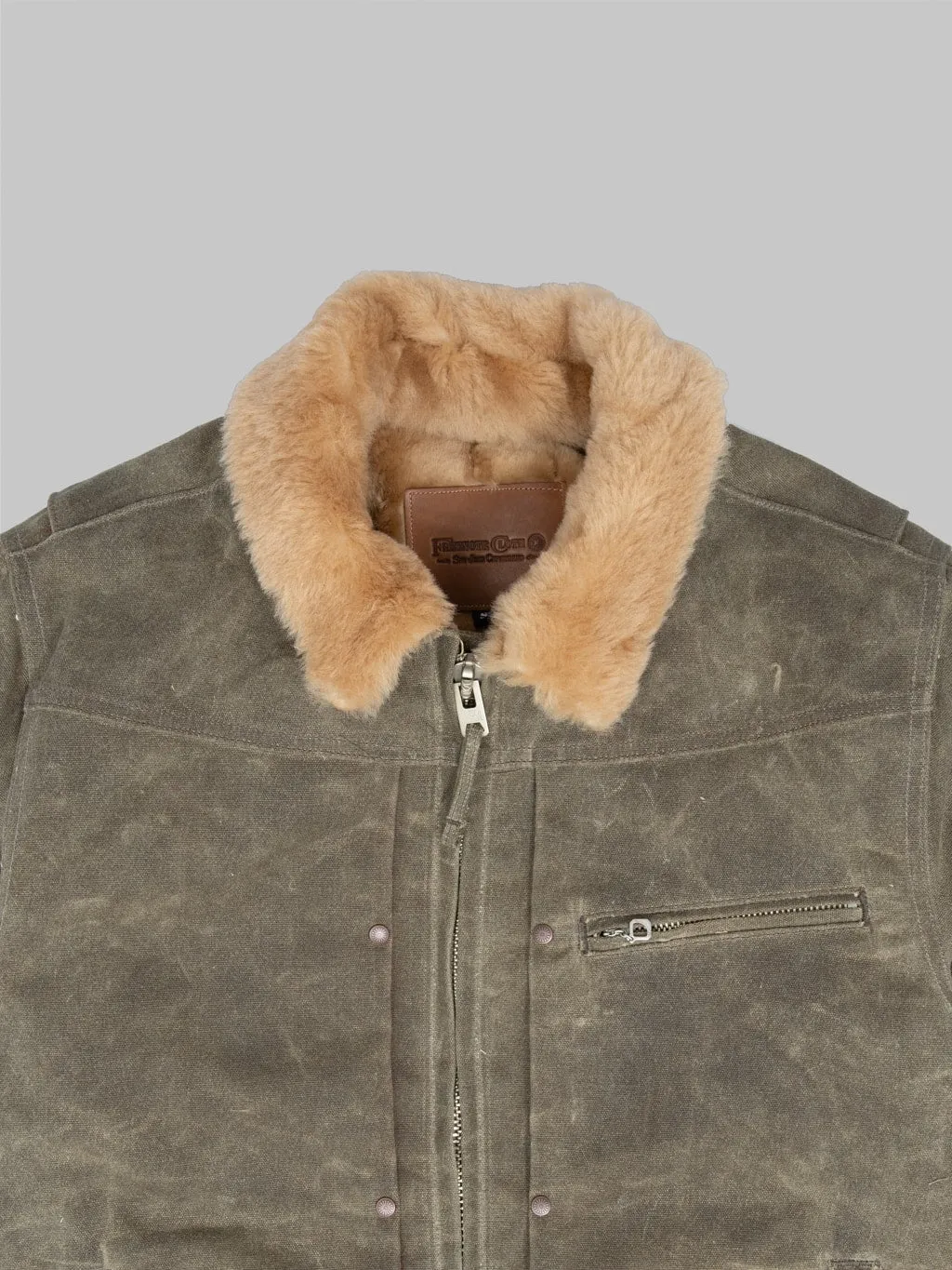 Freenote Cloth RJ-2 Waxed Canvas 20oz Shearling Jacket Tobacco