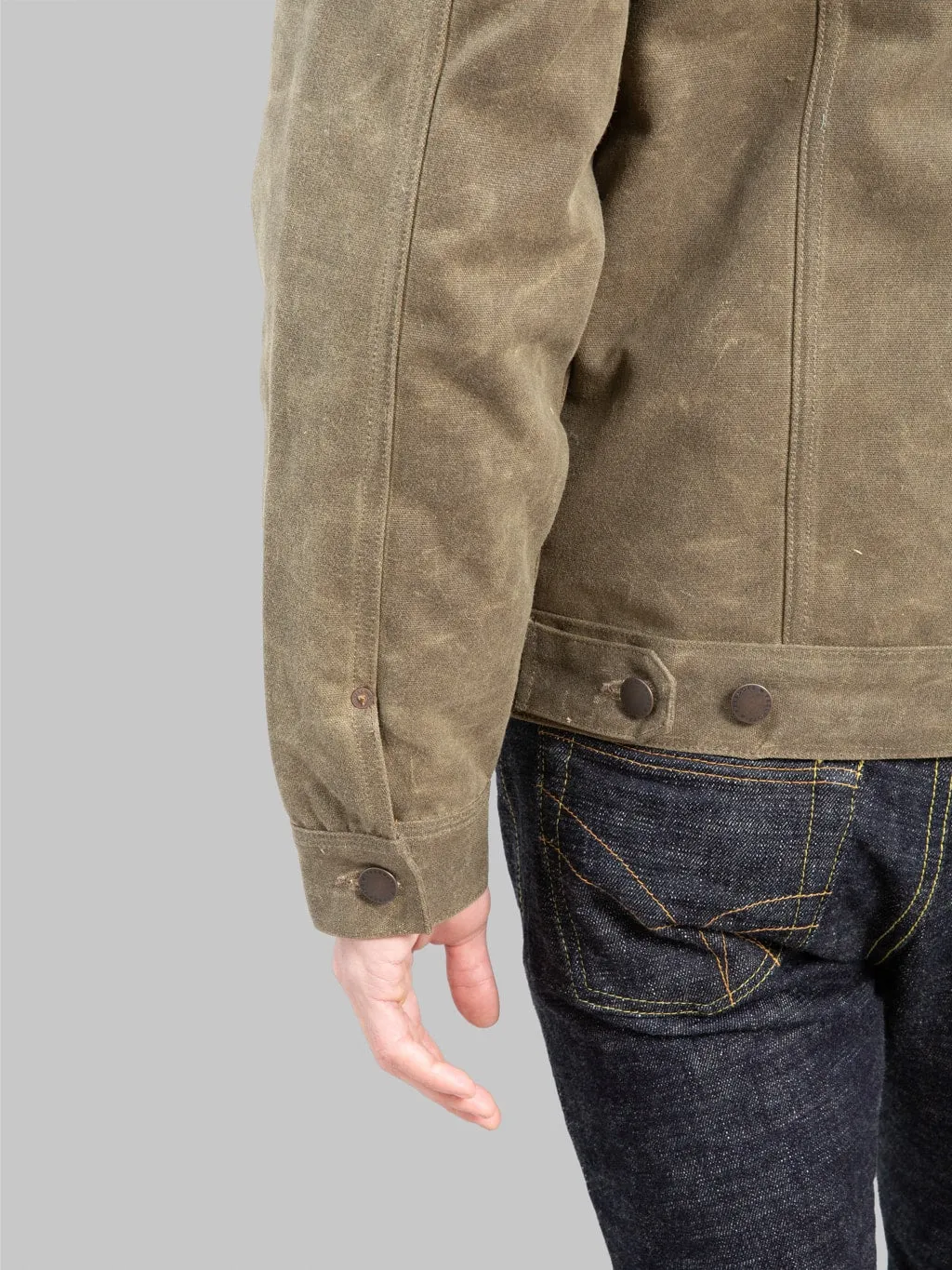 Freenote Cloth RJ-2 Waxed Canvas 20oz Shearling Jacket Tobacco
