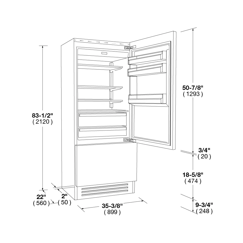 Fulgor Milano F7IBM36O2R 36" Overlay Built-In Fridge - Right Hinge
