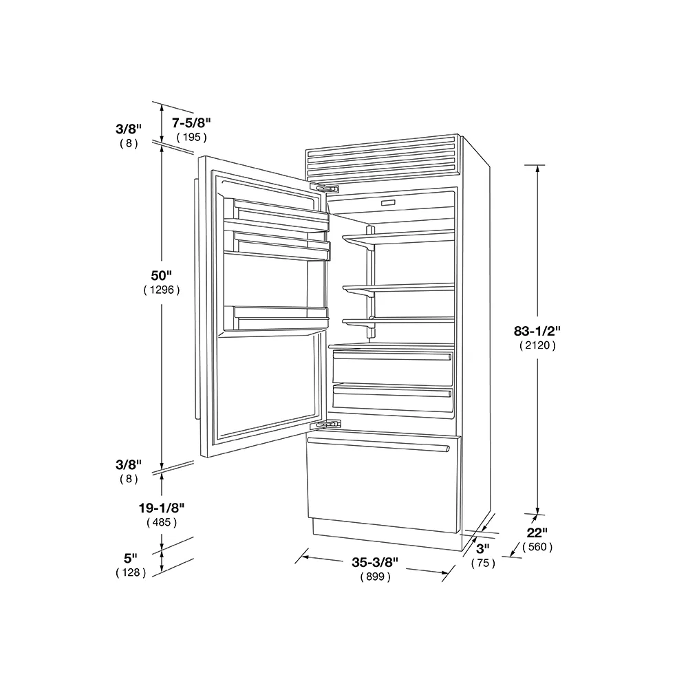 Fulgor Milano F7PBM36S2L 36" Sofia Pro Fridge - Left Hinge