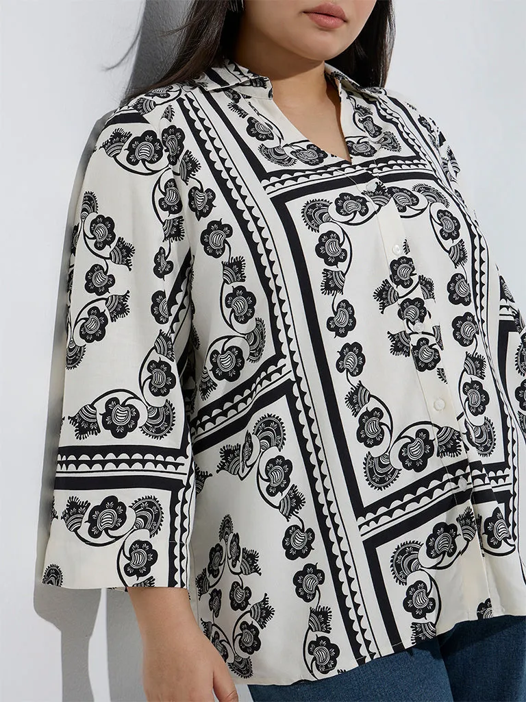 Gia Off-White Printed Shirt