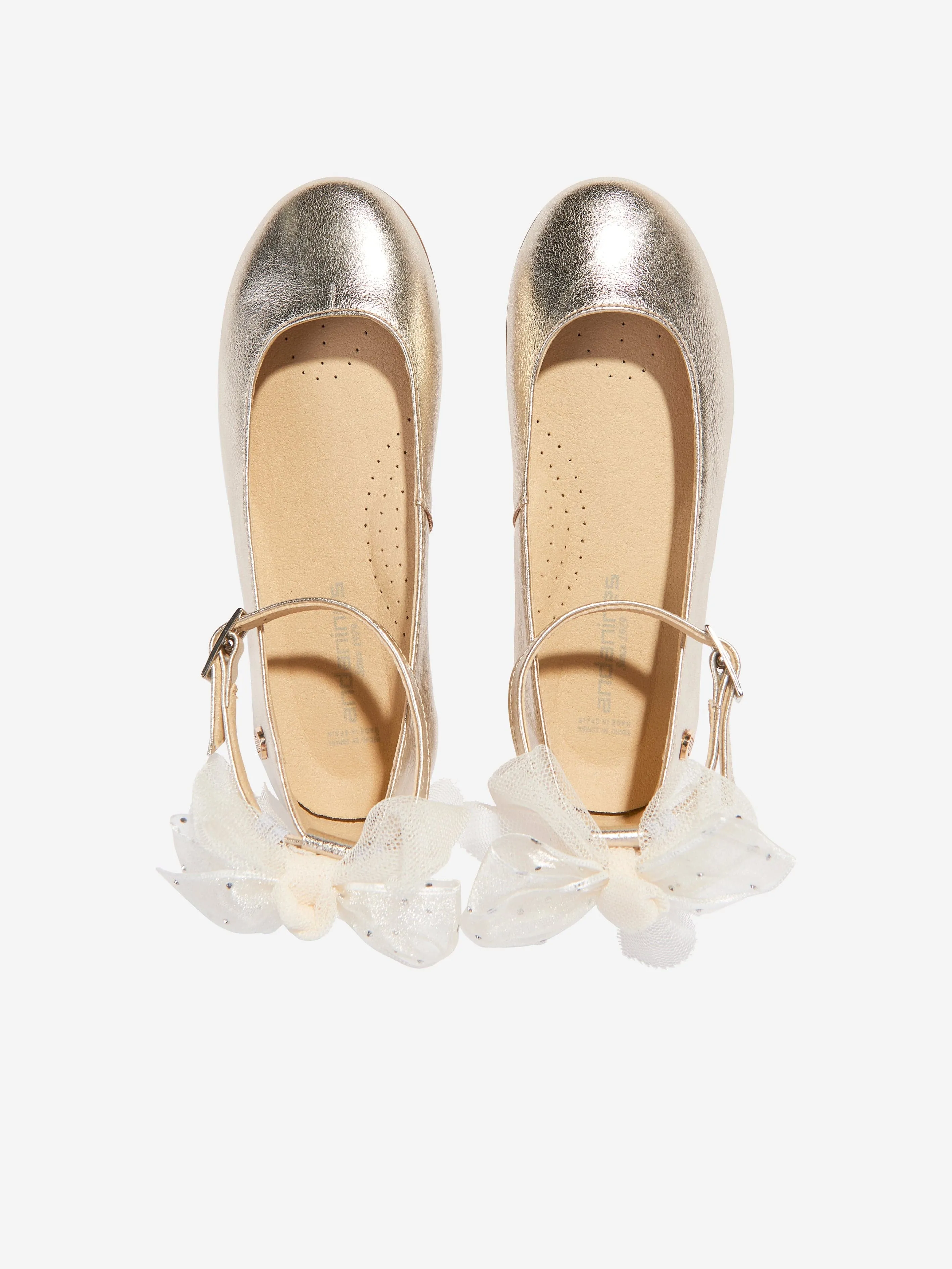 Girls Bow Ankle Shoes in Gold