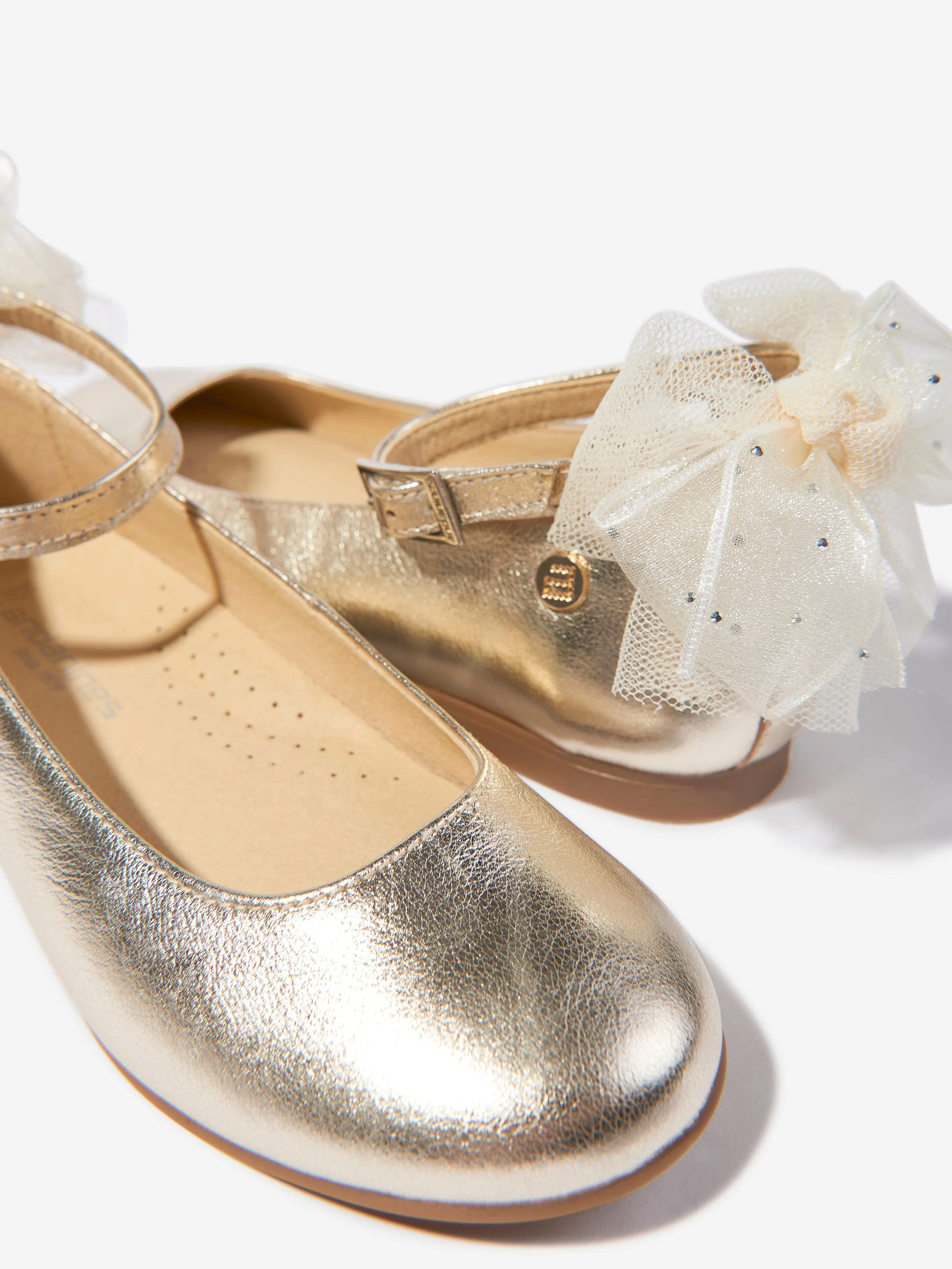 Girls Bow Ankle Shoes in Gold