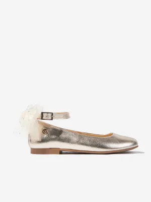 Girls Bow Ankle Shoes in Gold