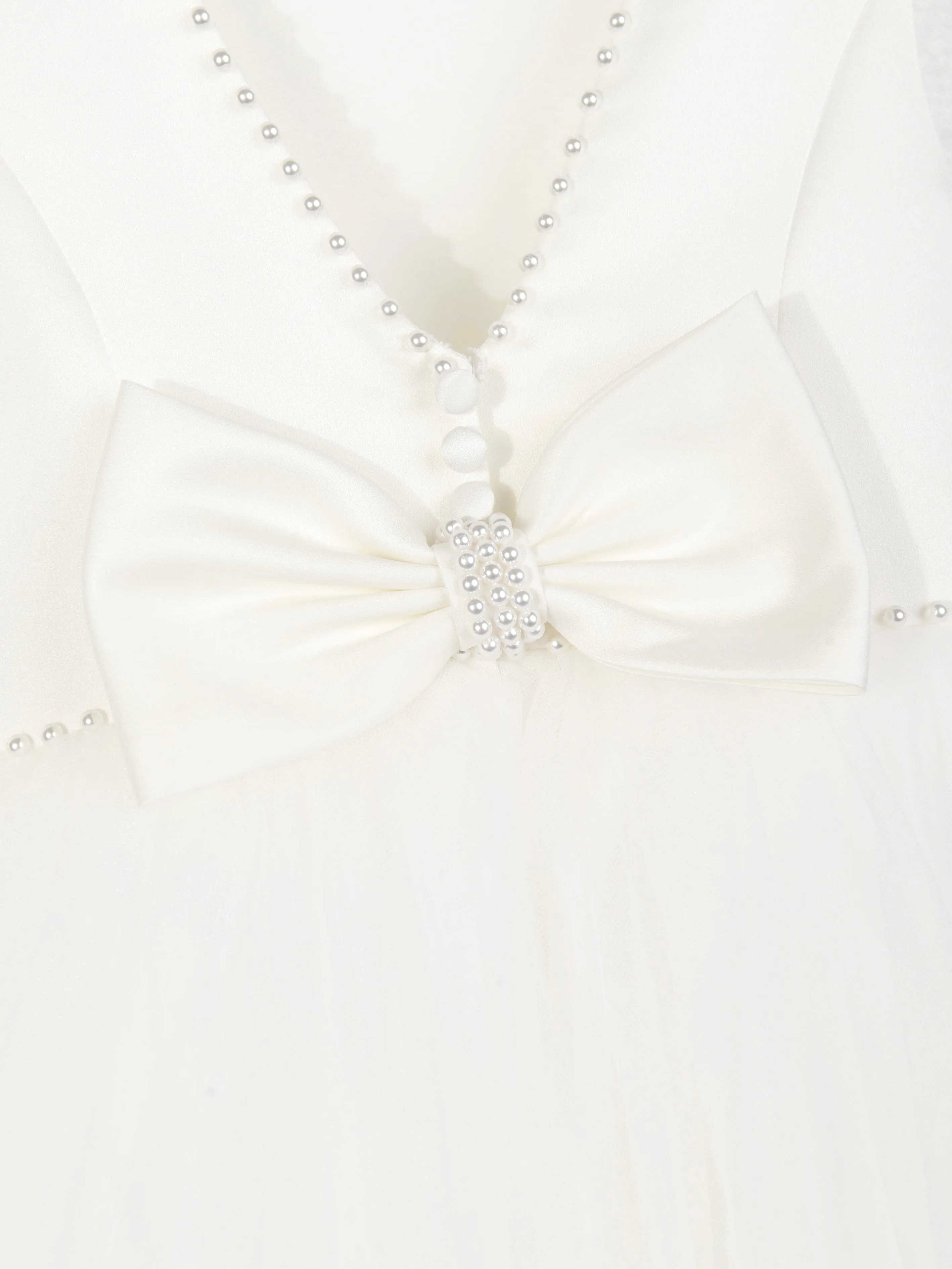 Girls Ceremonial Ballerina Length Dress in Ivory