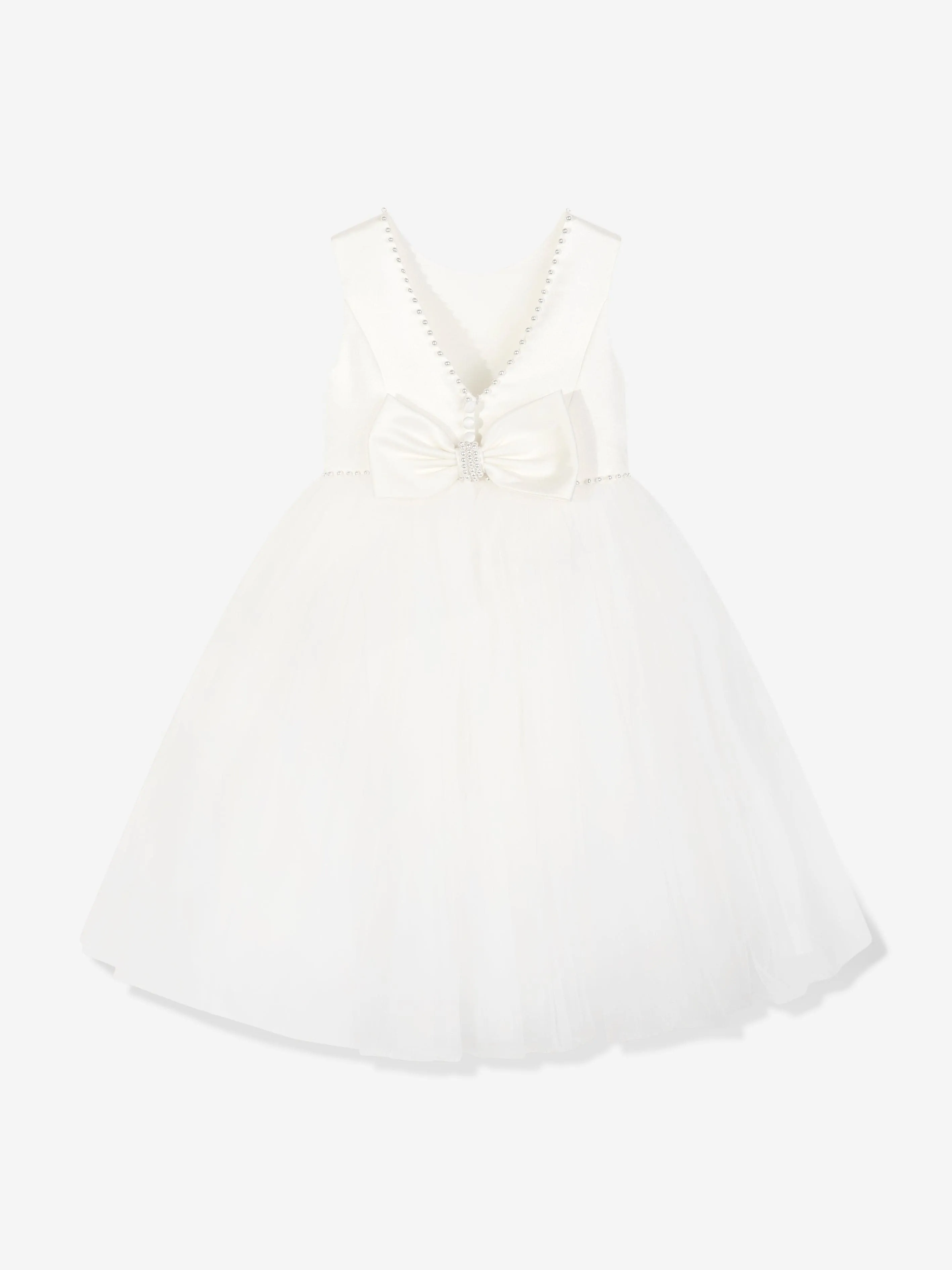 Girls Ceremonial Ballerina Length Dress in Ivory