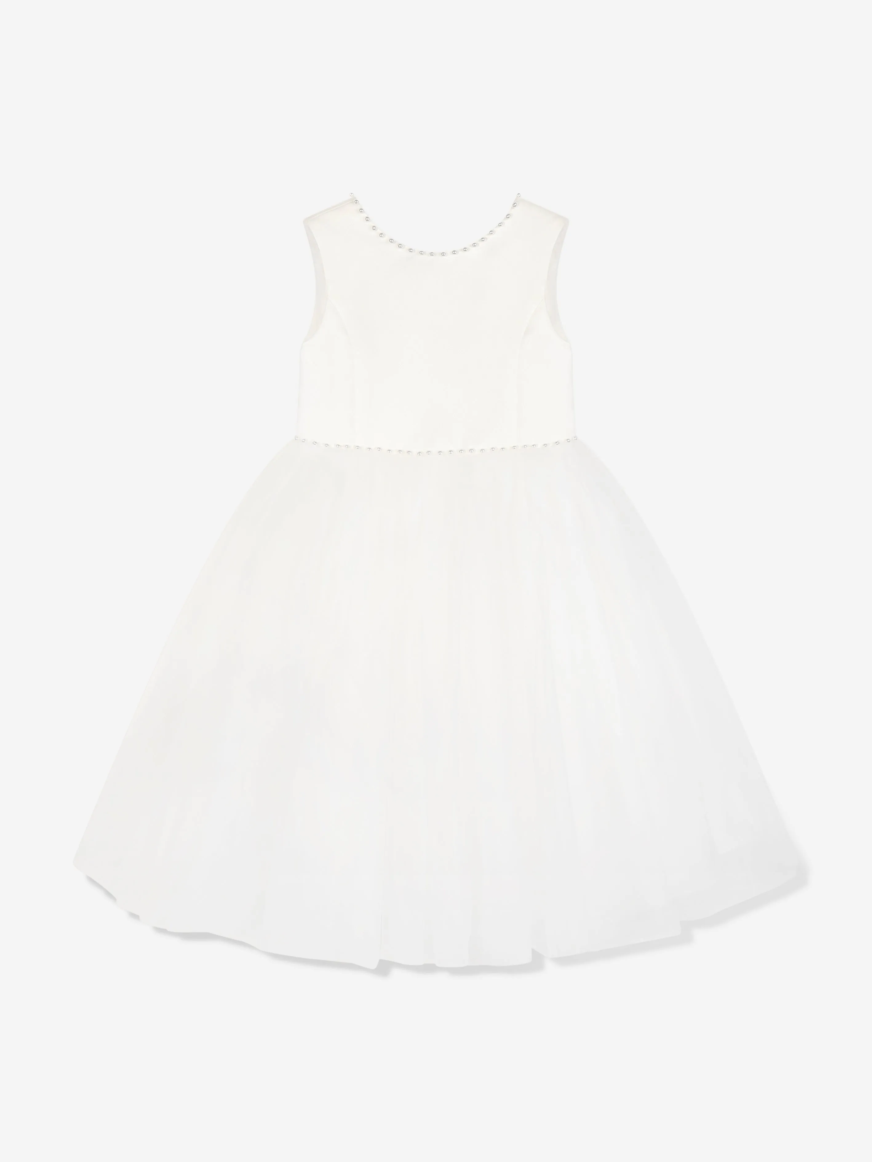 Girls Ceremonial Ballerina Length Dress in Ivory